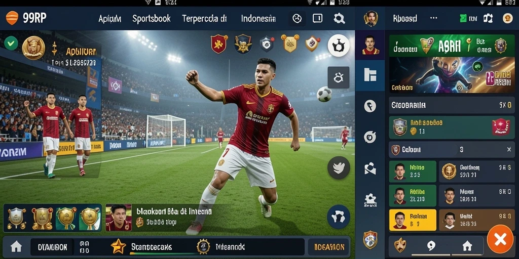 Screenshot gameplay 99RP menunjukkan antarmuka aplikasi yang dinamis.