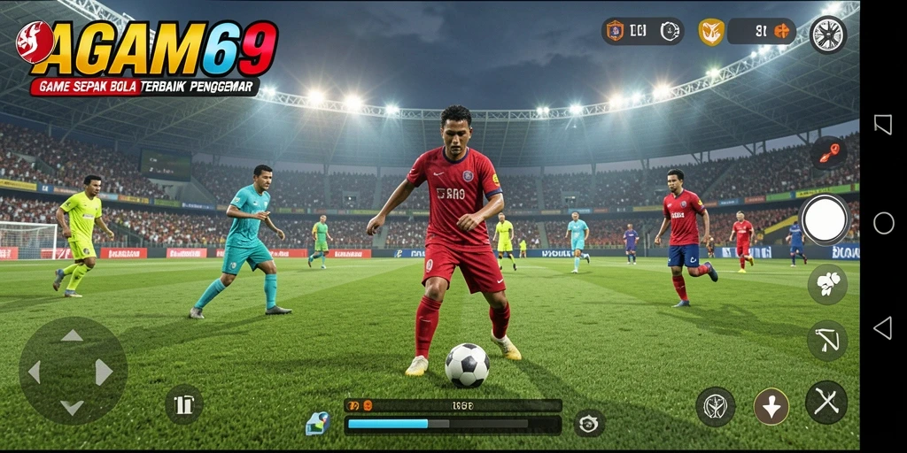 Tampilan gameplay <strong>AGAM69</strong> yang menegangkan saat pertandingan sepak bola.