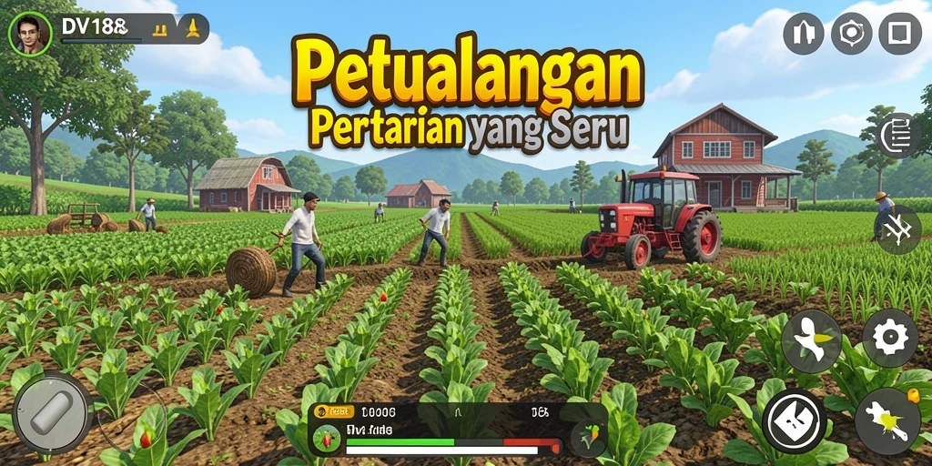 Tampilan gameplay seru di DV188 dengan aktivitas bertani.