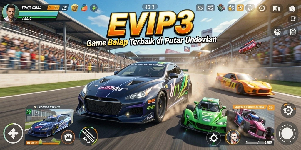 Tampilan gameplay balap yang seru dan mendebarkan di EVIP3.