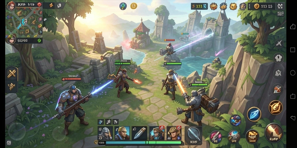 Tampilan gameplay imersif KKRP dalam pertarungan strategis.