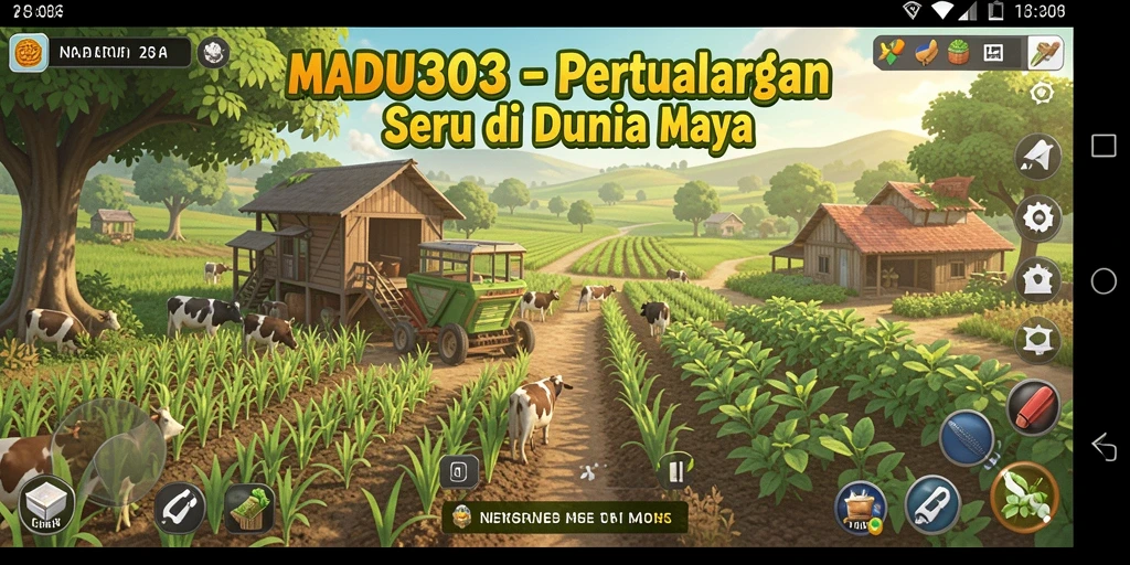 Screenshot gameplay <strong>MADU303</strong> menampilkan aktivitas bertani yang seru.