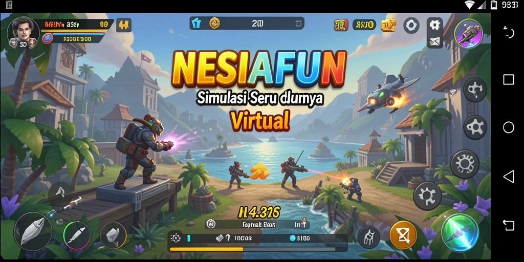 Screenshot gameplay NESIAFUN menunjukkan interaksi yang dinamis dalam simulasi.