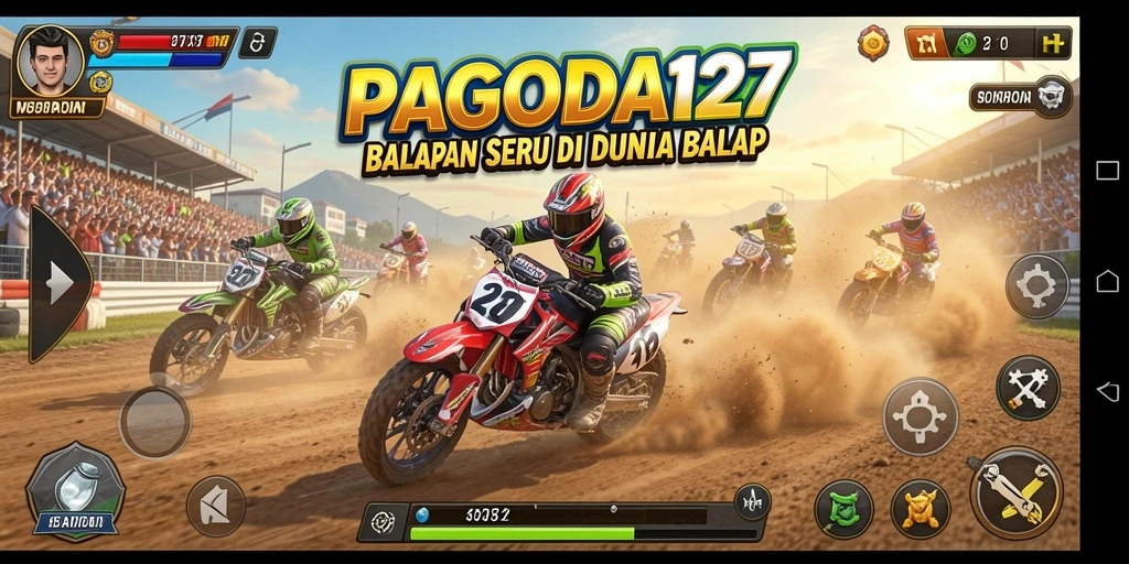 Screenshot dari permainan <strong>PAGODA127</strong> menampilkan aksi balap yang mendebarkan.