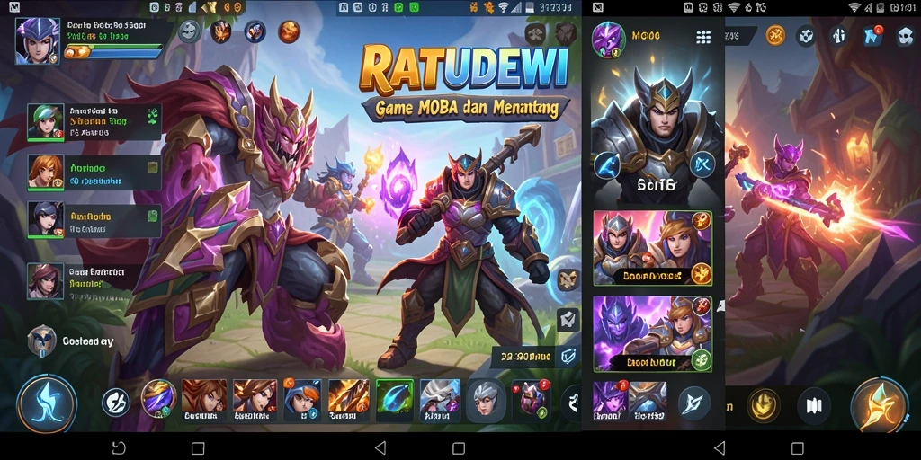 Screenshot gameplay RATUDEWI yang penuh aksi MOBA.